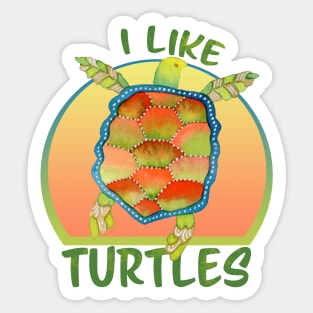 I like turtles - tropical colors Sticker